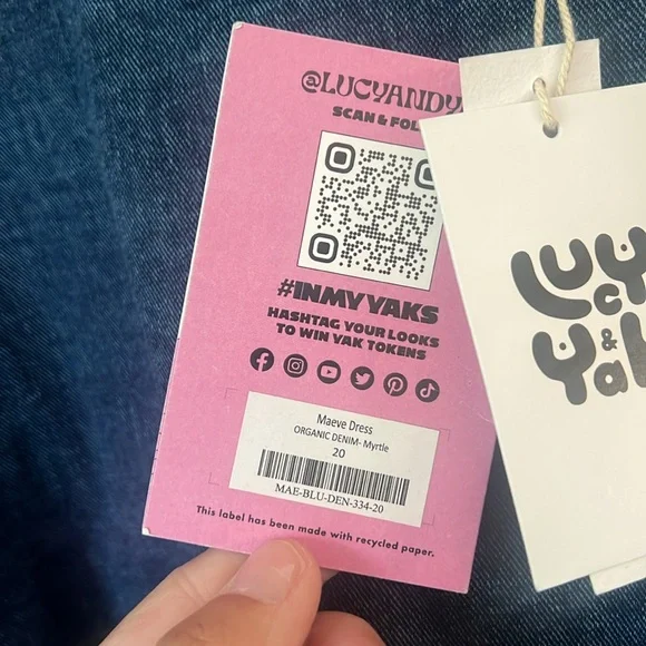 Lucy & Yak Maeve Midi Denim Dress with Myrtle Embroidery Long sleeves NWT Sz 16 - Picture 9 of 11